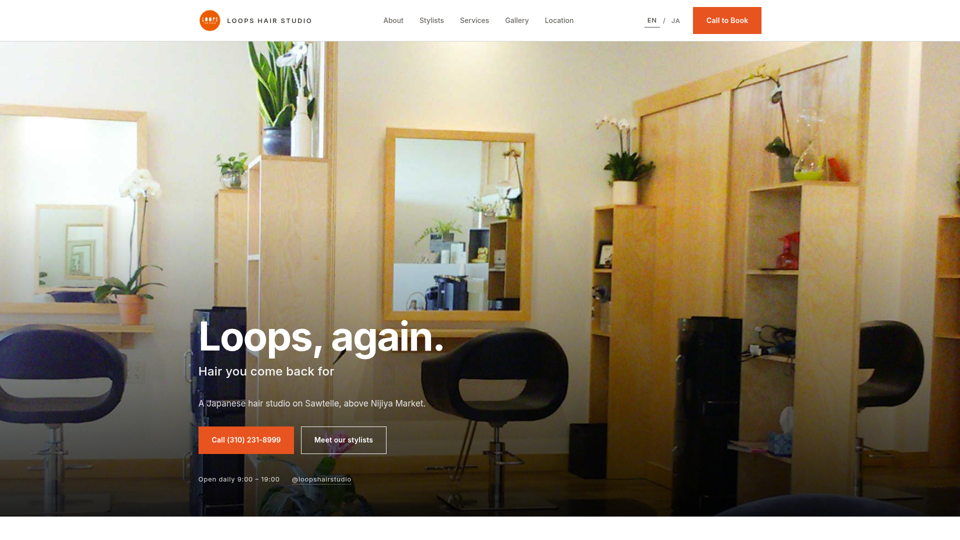 LOOPS Hair Studioのサイト